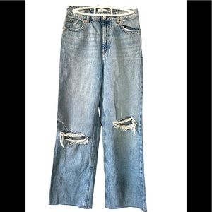 Wide leg, ripped jeans by Dynamite EUC. Sz 27. High waisted.